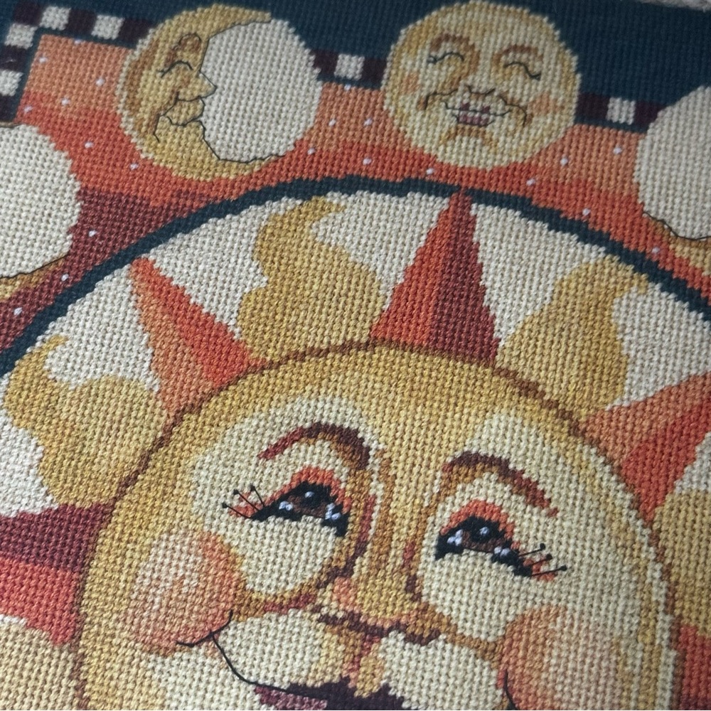 Creative Needlepoint Kit Vintage Sun, Moon & Stars 14"x14” NWOT. PLAID Bucilla